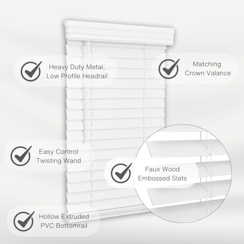 Cordless Faux Wood Window Blinds