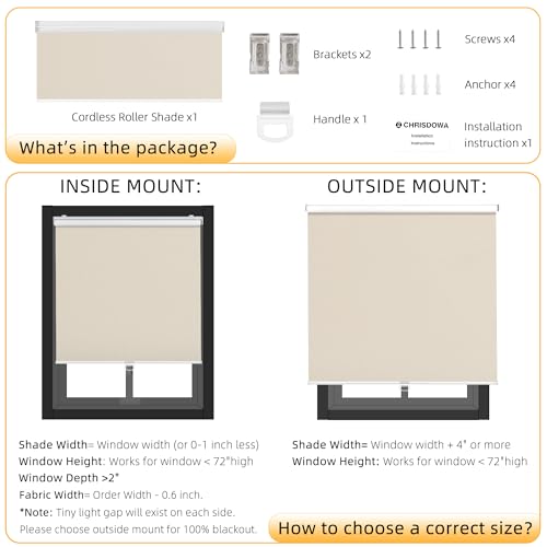 Cordless Blackout Roller Shades for Windows