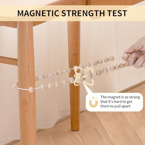 Boho Wood Bead Magnetic Curtain Tiebacks