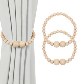 Boho Wood Bead Magnetic Curtain Tiebacks