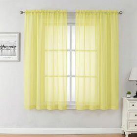 Airy Sheer Voile Curtains Set for Living Room & Bedroom