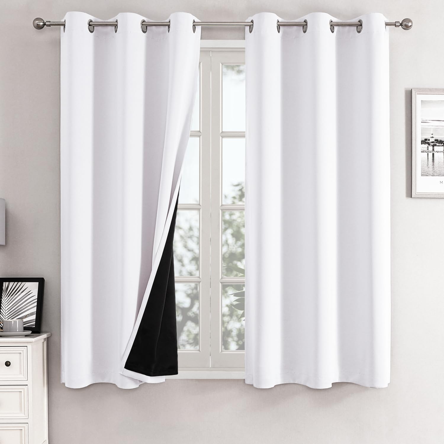 100% Blackout Thermal Insulated Grommet Curtains Set