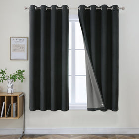 Joydeco 52 Inch Wide Bedroom 100% Faxu Linen Textured Privacy Curtains
