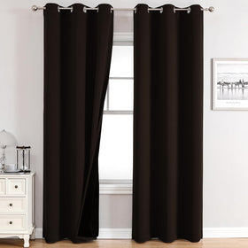 100% Blackout Thermal Insulated Grommet Curtains Set