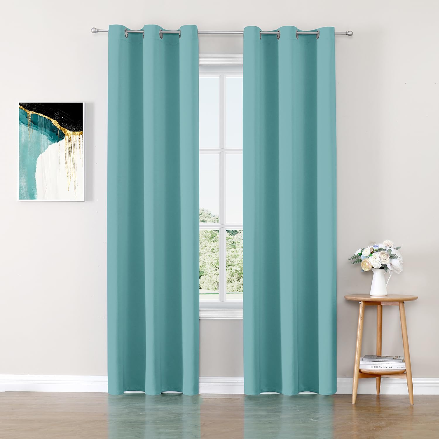 Grommet Blackout Curtains Set for Bedroom & Living Room