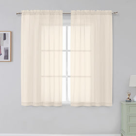 Airy Sheer Voile Curtains Set for Living Room & Bedroom