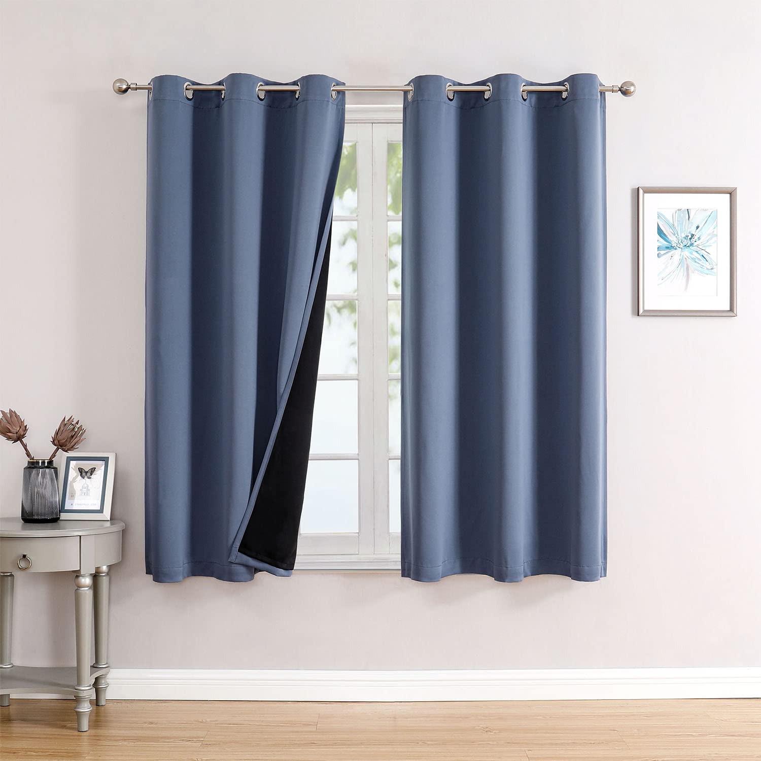 100% Blackout Thermal Insulated Grommet Curtains Set