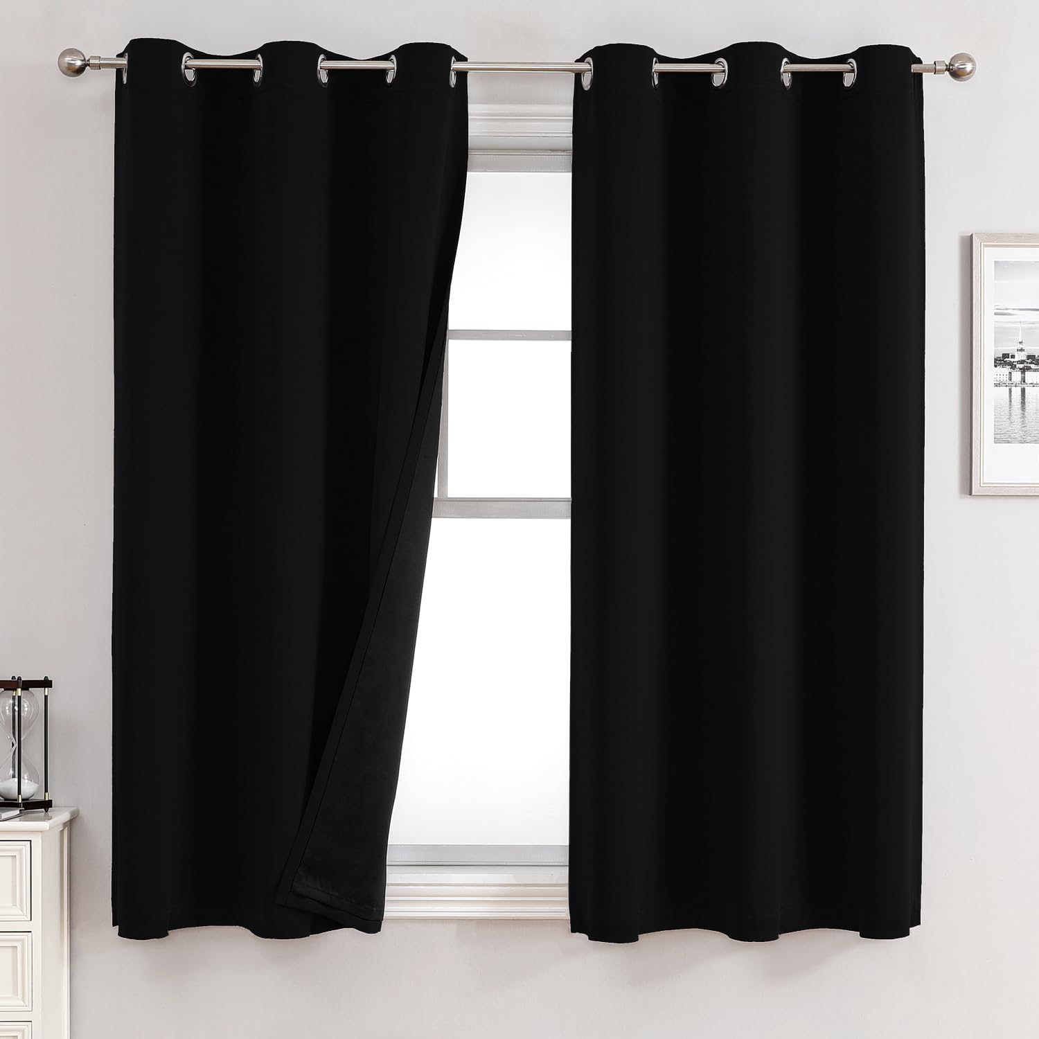 100% Blackout Thermal Insulated Grommet Curtains Set