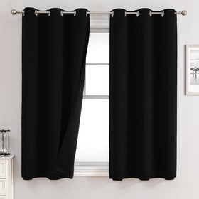100% Blackout Thermal Insulated Grommet Curtains Set