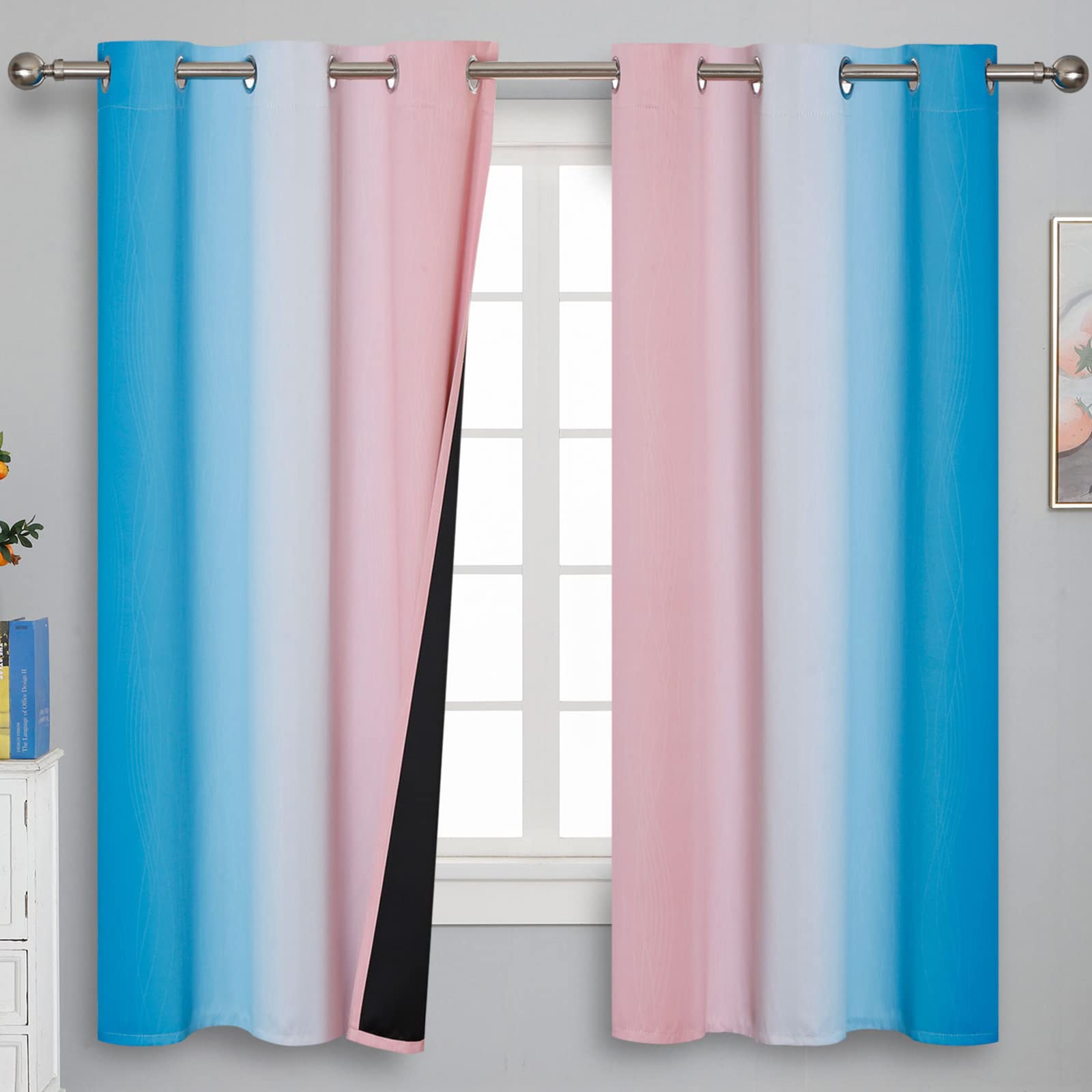 Estelar Textiler Ombre Blackout Curtains for Bedroom 2 Panels Set