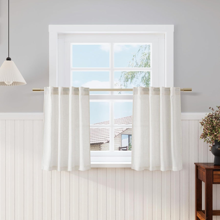 Nanspring Back Tab Linen Curtains for Living Room 2 Panels Set