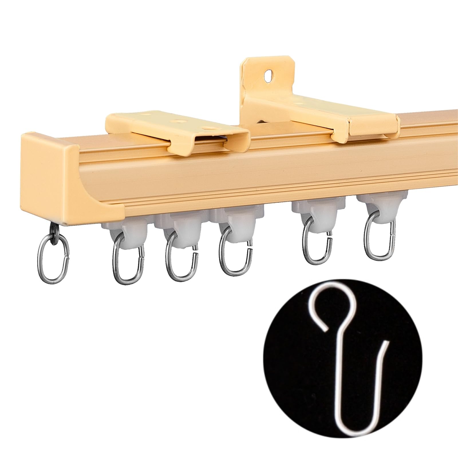 Ceiling Mounted Curtain Track Rail with Hooks