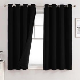 100% Blackout Thermal Insulated Grommet Curtains Set