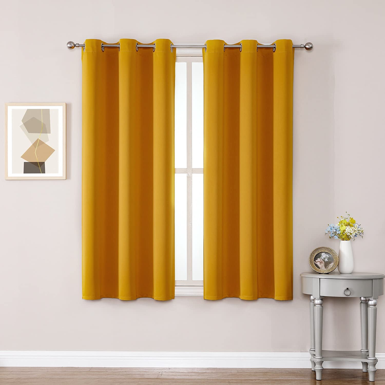 Grommet Blackout Curtains Set for Bedroom & Living Room