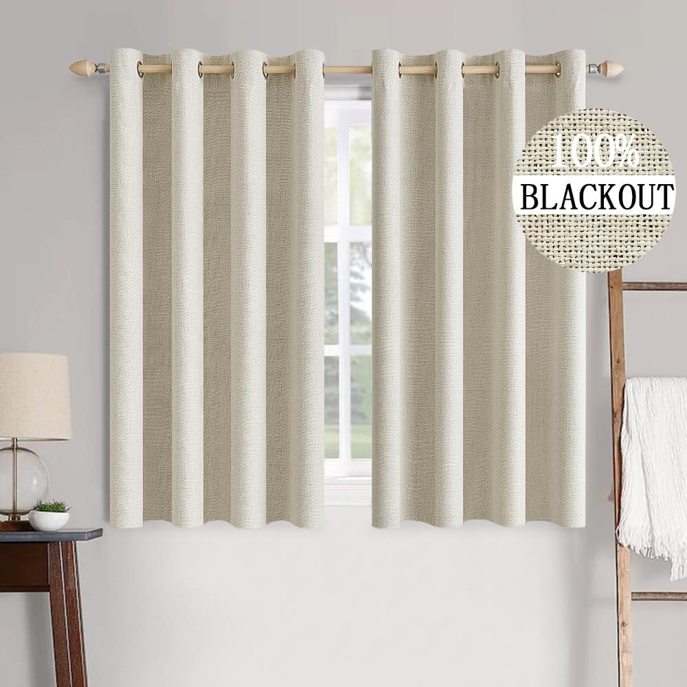100% Blackout Linen Curtains for Bedroom & Living Room