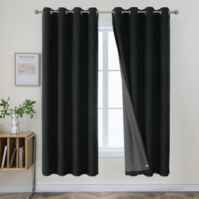 Joydeco 52 Inch Wide Bedroom 100% Faxu Linen Textured Privacy Curtains