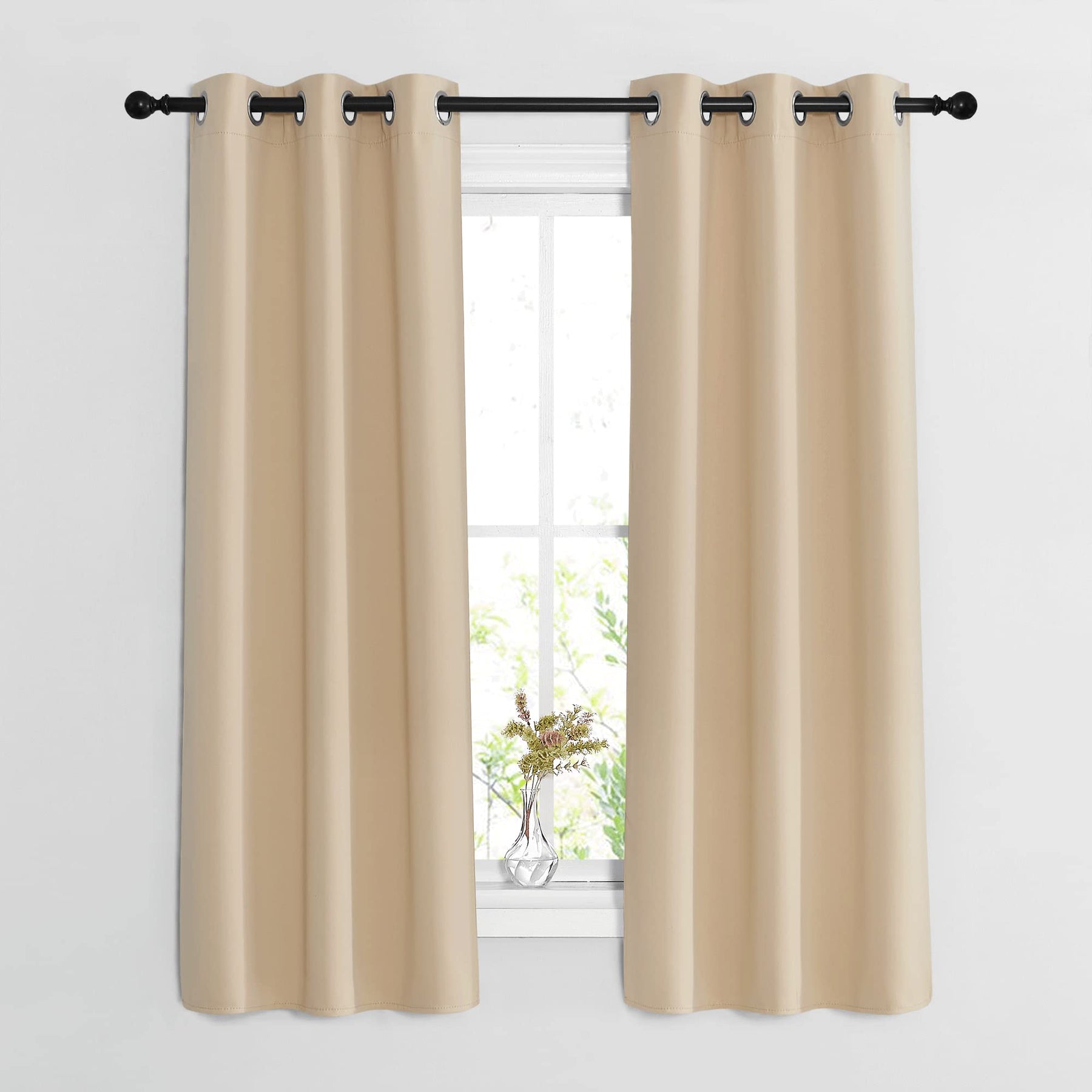 Grommet Blackout Curtains Set for Windows