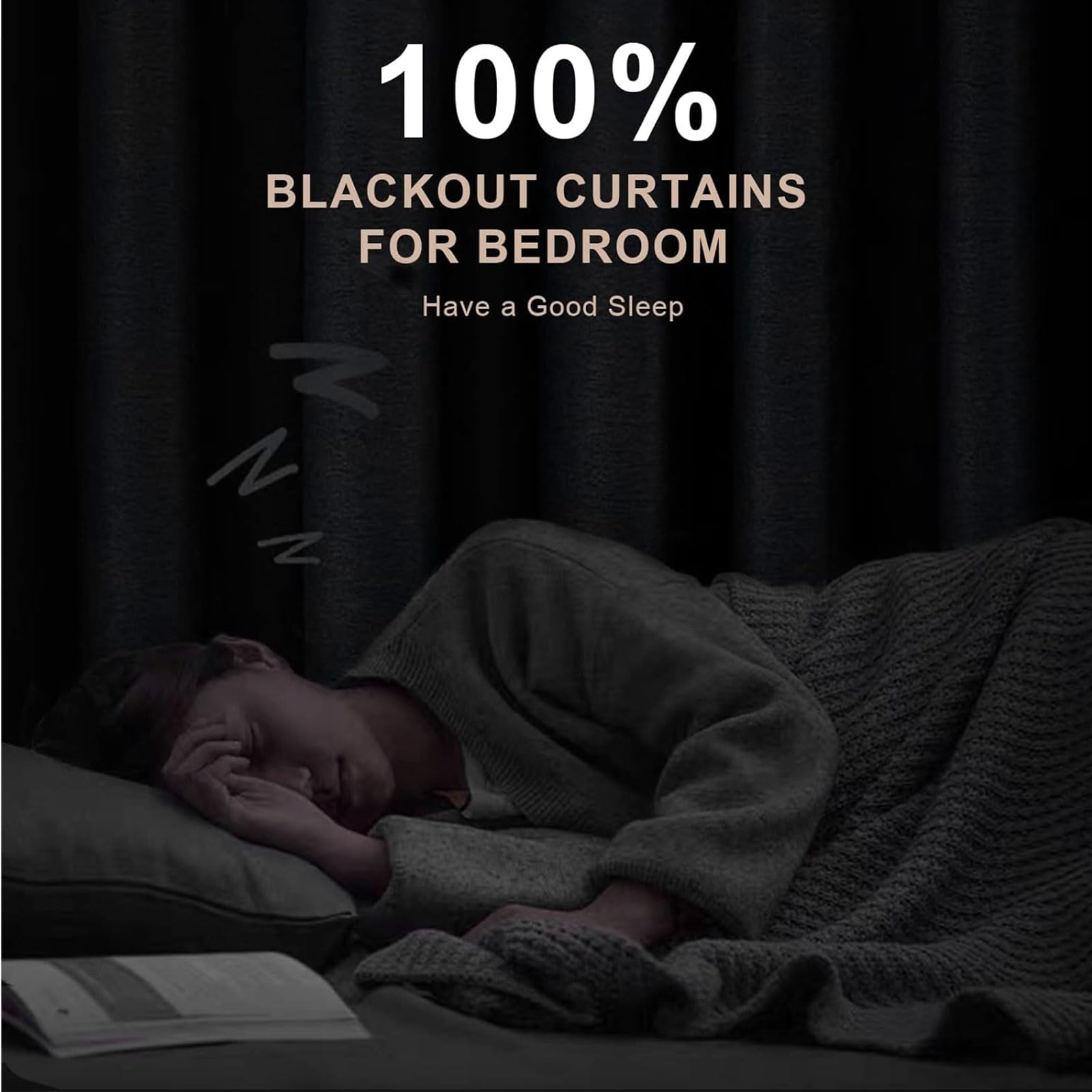 100% Blackout Linen Curtains for Bedroom