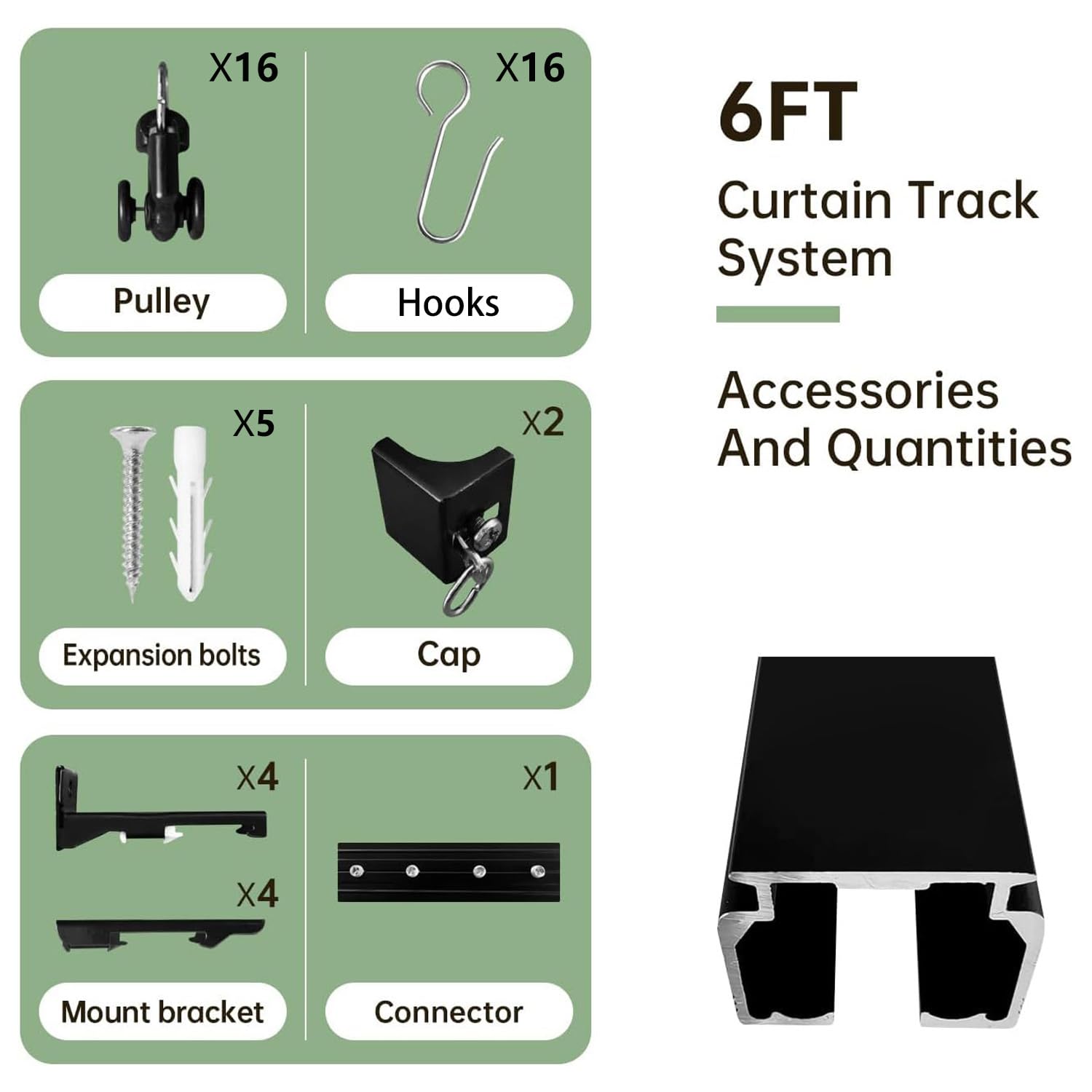 Ceiling Mounted Curtain Track Rail with Hooks