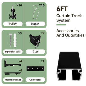 Ceiling Mounted Curtain Track Rail with Hooks