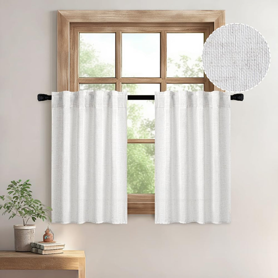 MIULEE Linen Sheer Curtain 2 Panels Back Tab & Rod Pocket