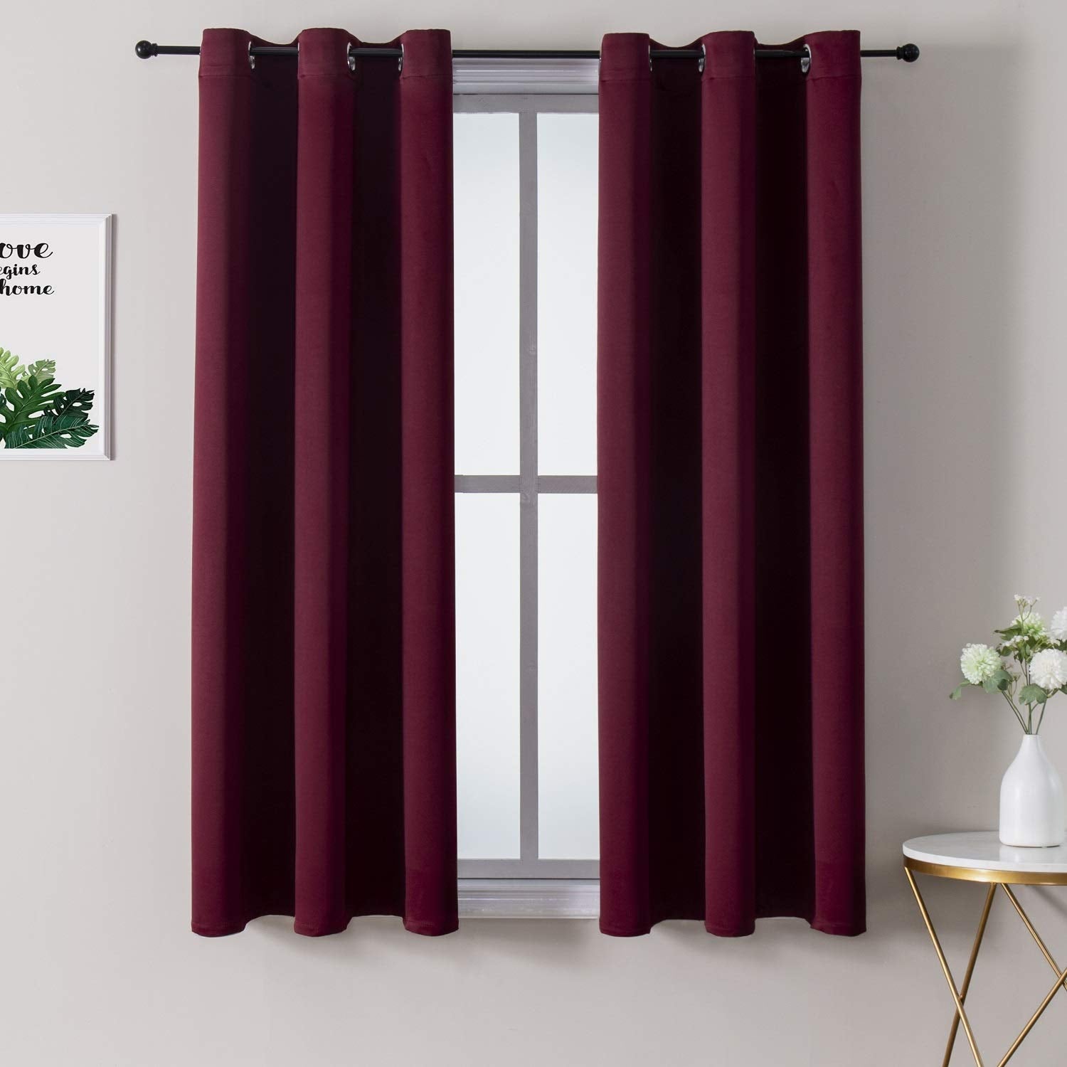 Grommet Blackout Curtains Set for Bedroom & Living Room