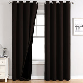 100% Blackout Thermal Insulated Grommet Curtains Set