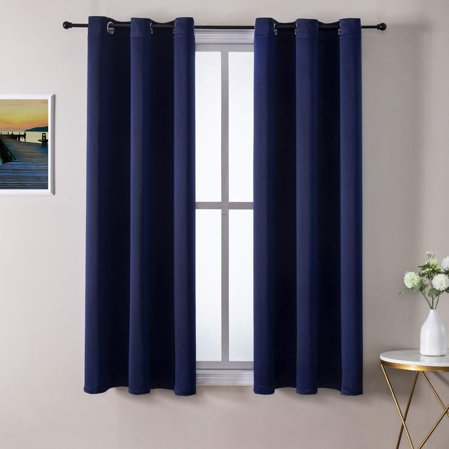 Grommet Blackout Curtains Set for Bedroom & Living Room