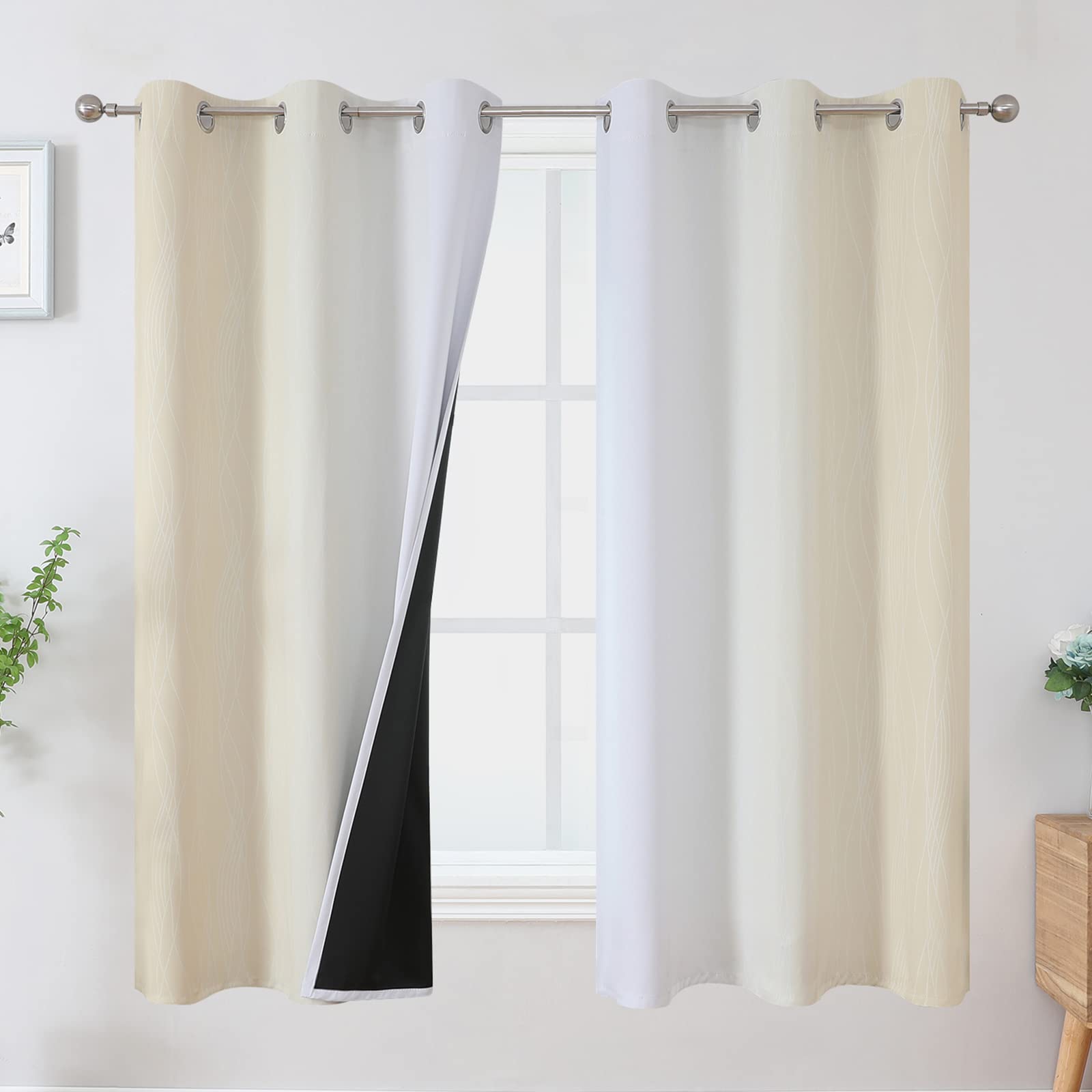 Estelar Textiler Ombre Blackout Curtains for Bedroom 2 Panels Set
