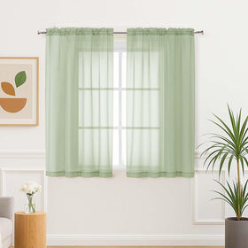 Airy Sheer Voile Curtains Set for Living Room & Bedroom