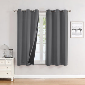 100% Blackout Thermal Insulated Grommet Curtains Set