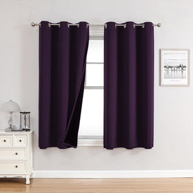 100% Blackout Thermal Insulated Grommet Curtains Set
