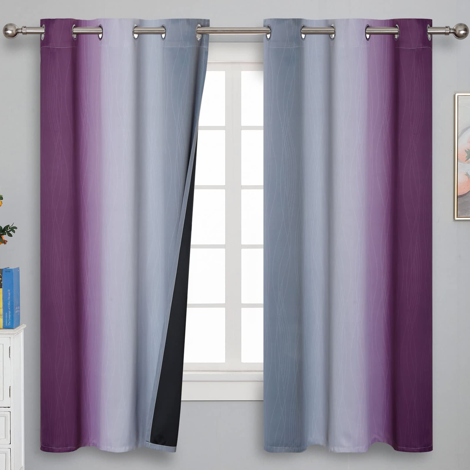 Estelar Textiler Ombre Blackout Curtains for Bedroom 2 Panels Set