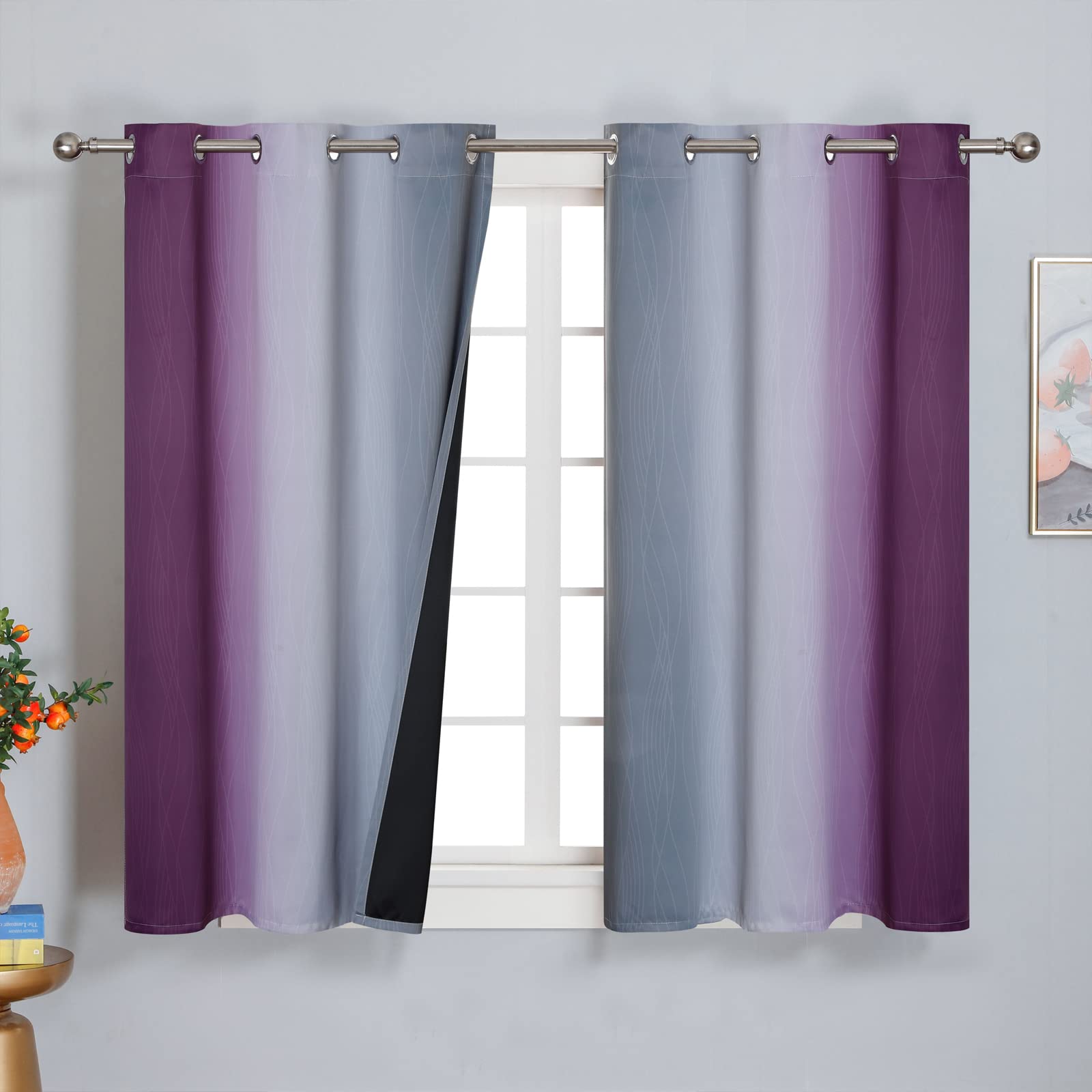 Estelar Textiler Ombre Blackout Curtains for Bedroom 2 Panels Set