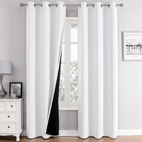 100% Blackout Thermal Insulated Grommet Curtains Set
