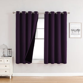 100% Blackout Thermal Insulated Grommet Curtains Set