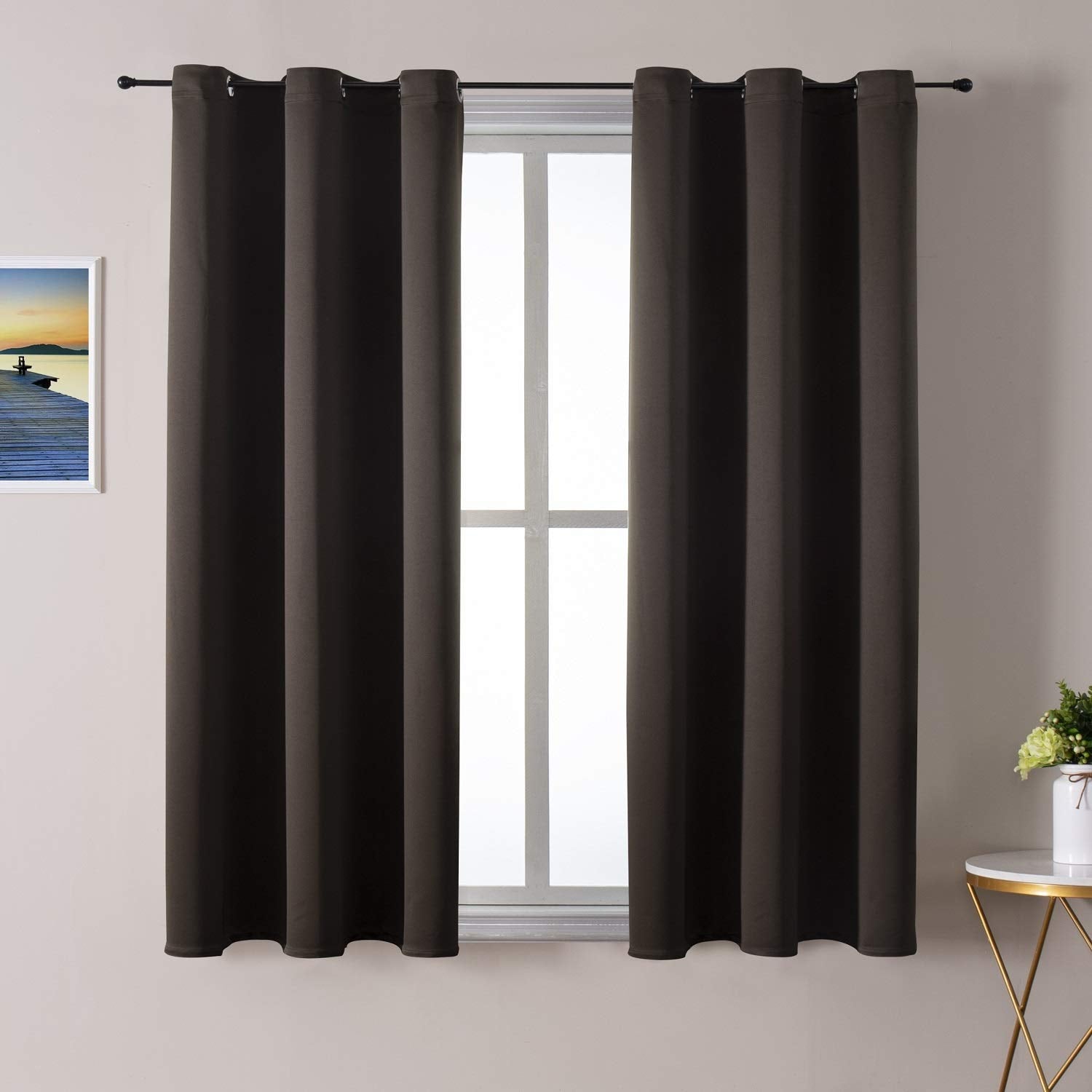 Grommet Blackout Curtains Set for Bedroom & Living Room