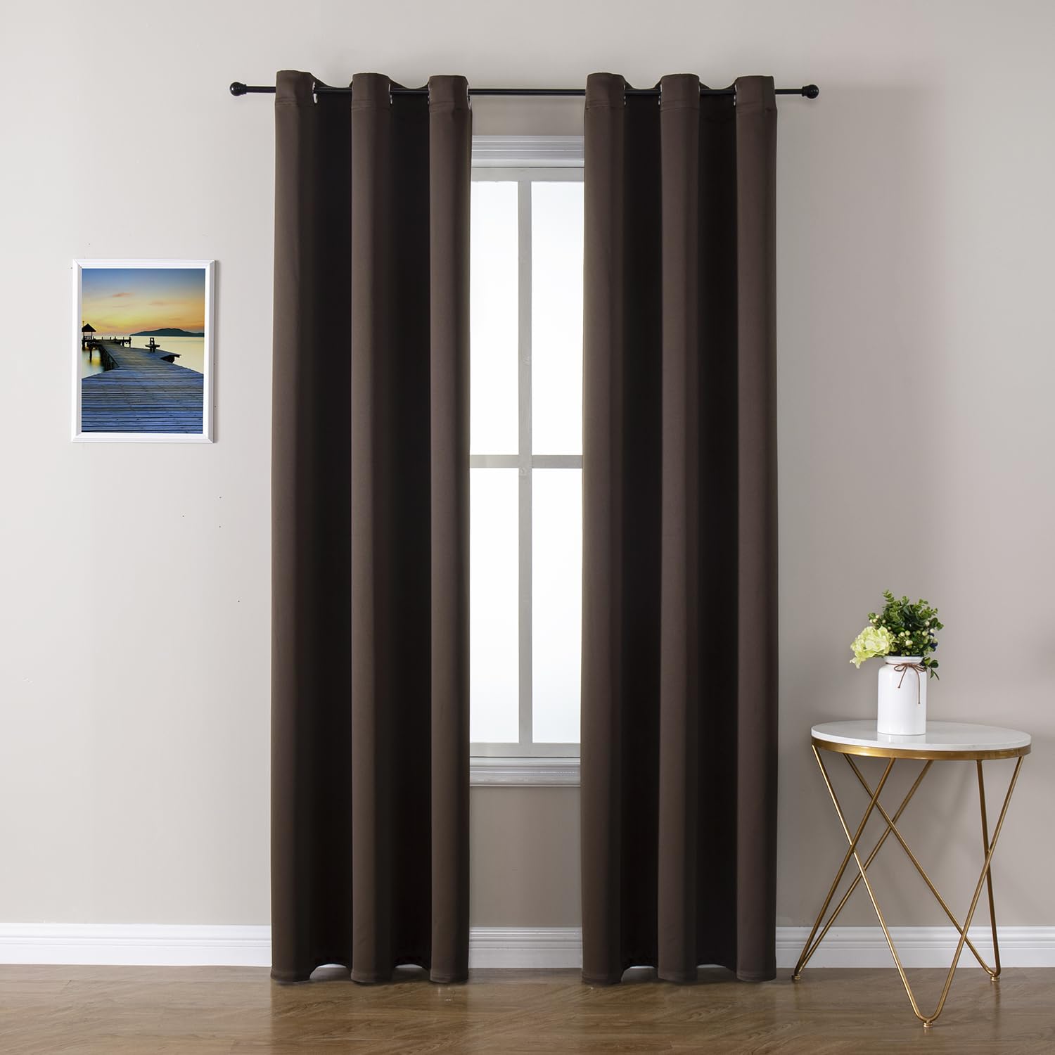 Grommet Blackout Curtains Set for Bedroom & Living Room