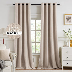 100% Blackout Linen Curtains for Bedroom & Living Room