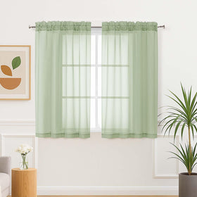 Airy Sheer Voile Curtains Set for Living Room & Bedroom