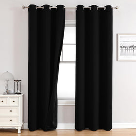100% Blackout Thermal Insulated Grommet Curtains Set
