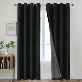 Joydeco 52 Inch Wide Bedroom 100% Faxu Linen Textured Privacy Curtains