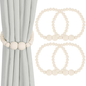 Boho Wood Bead Magnetic Curtain Tiebacks