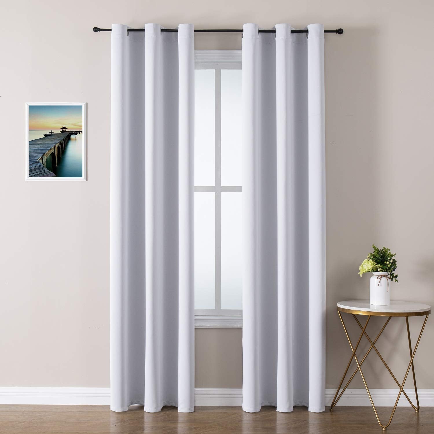 Grommet Blackout Curtains Set for Bedroom & Living Room