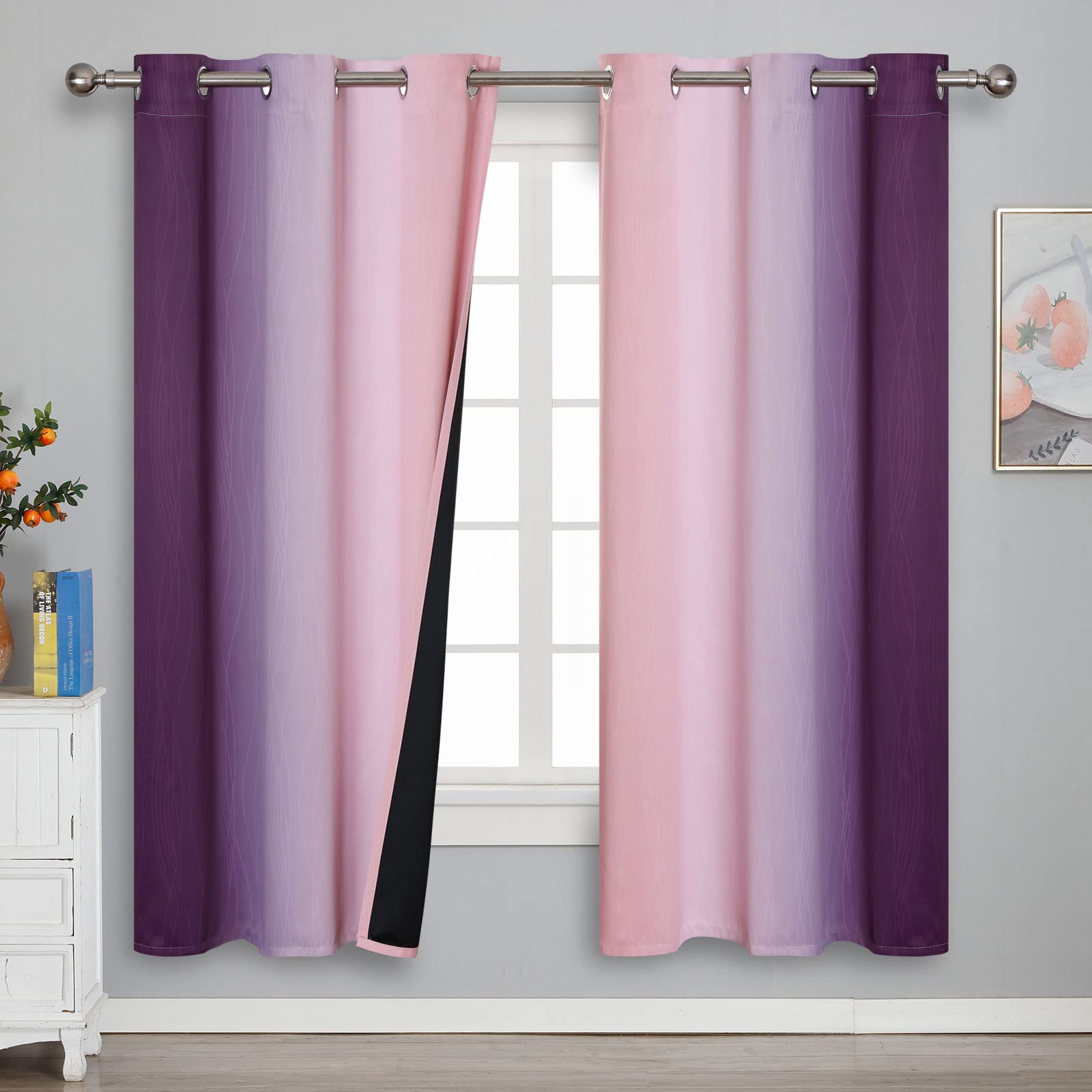 Estelar Textiler Ombre Blackout Curtains for Bedroom 2 Panels Set