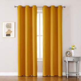 Grommet Blackout Curtains Set for Bedroom & Living Room