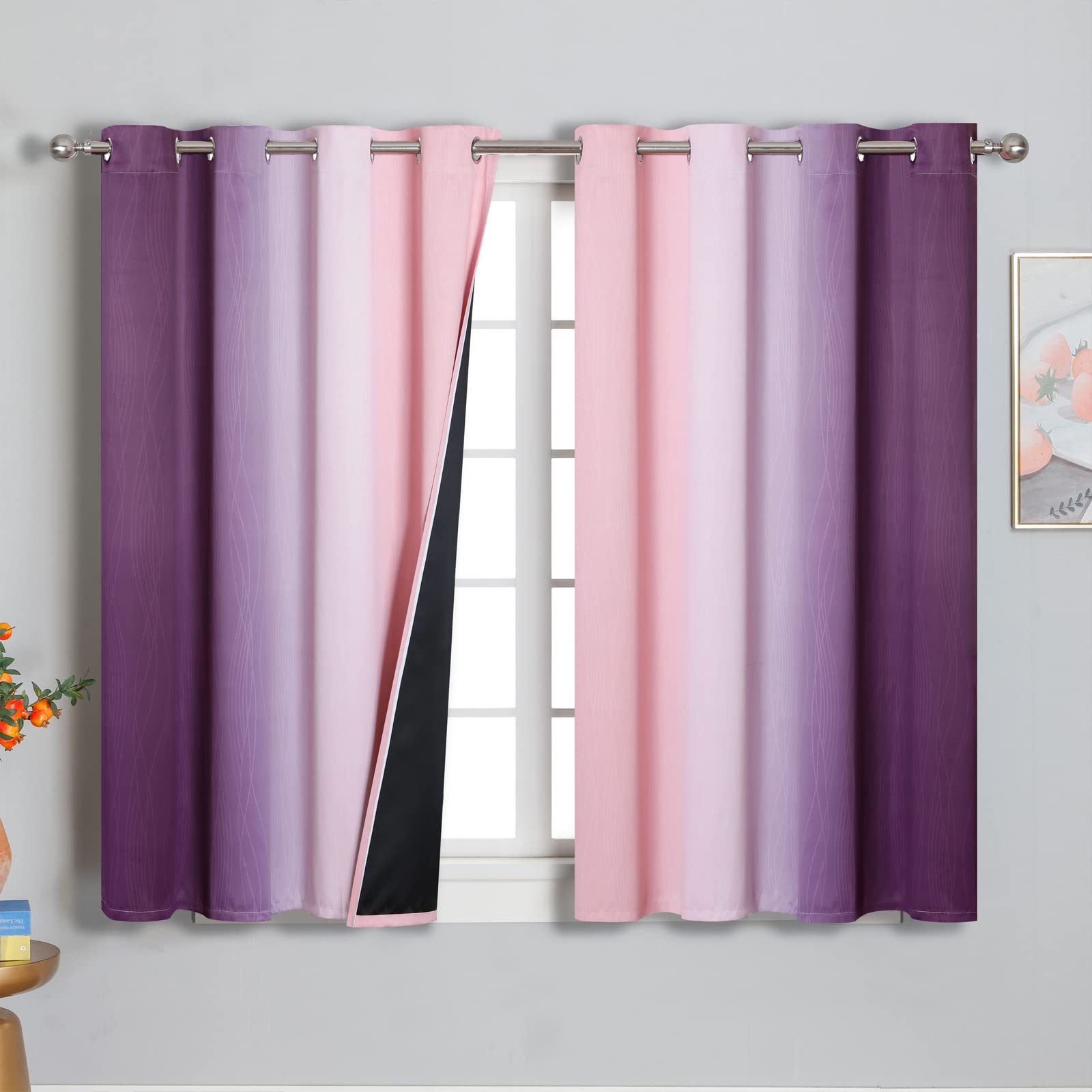 Estelar Textiler Ombre Blackout Curtains for Bedroom 2 Panels Set