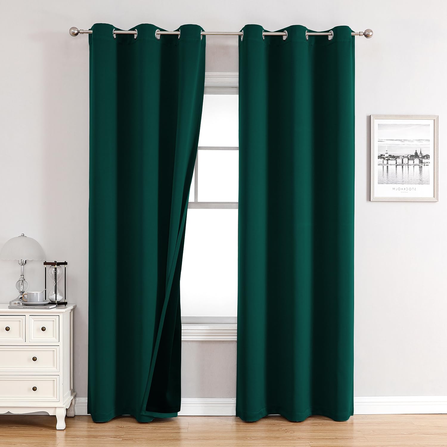 100% Blackout Thermal Insulated Grommet Curtains Set