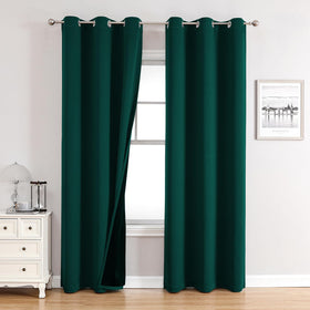 100% Blackout Thermal Insulated Grommet Curtains Set
