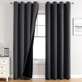 100% Blackout Thermal Insulated Grommet Curtains Set